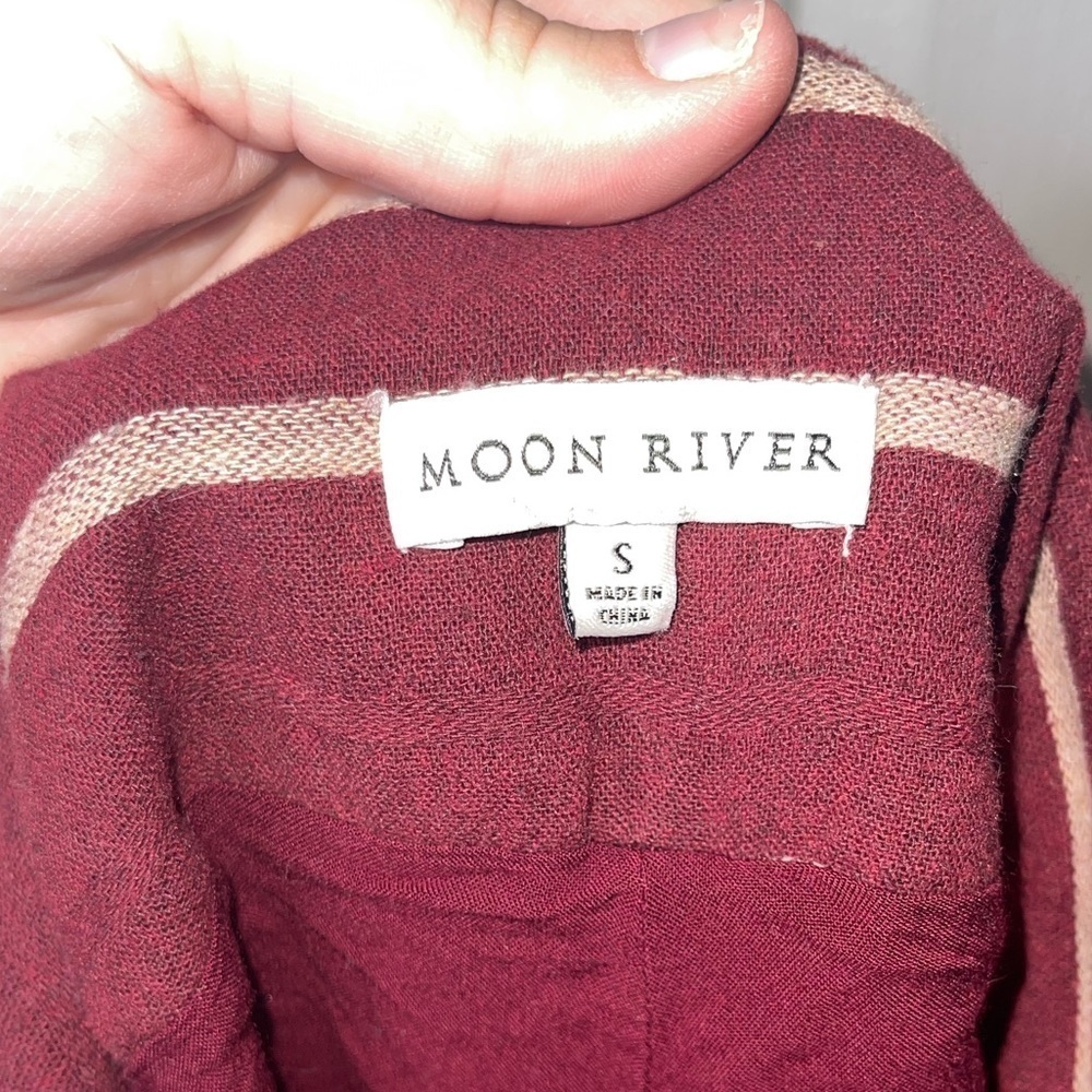 Moon River Burgundy Stripe Tie Waist Wide Leg Pants Small - Picture 8 of 8